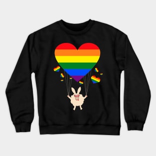 Rabbit Rainbow Flag Sunglasses Gay Pride LGBT Crewneck Sweatshirt